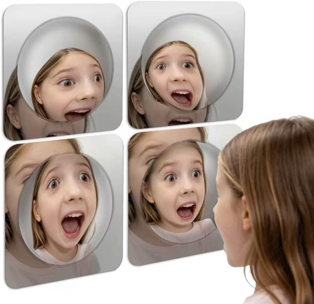 Acrylic Funny Mirror Set 9 Pack - Distortion Mirror for Party Games Photo Booth Props, Unbreakable Magic Mirror for Home Decor Event Space - Rounded Corners