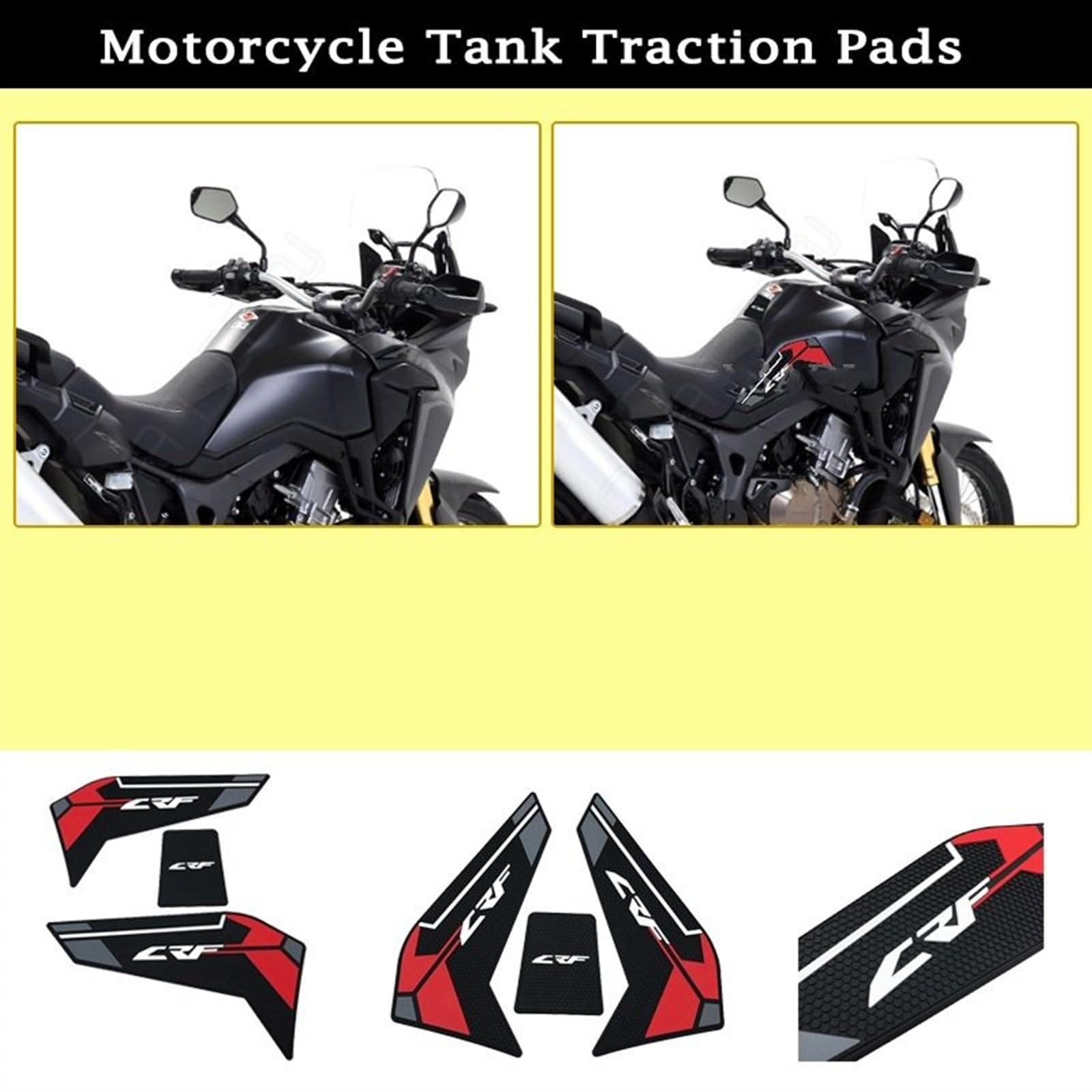 Tappetini Laterali Antiscivolo Serbatoio Per Honda CRF1100L Africa Twin 2020 - Gomma Impermeabile, Neri, Adesivi