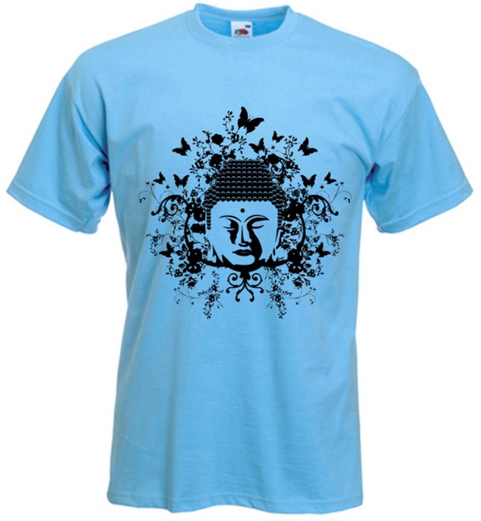 Tribal T-Shirts Buddha Men's T-Shirt (XXXL, Light Blue)