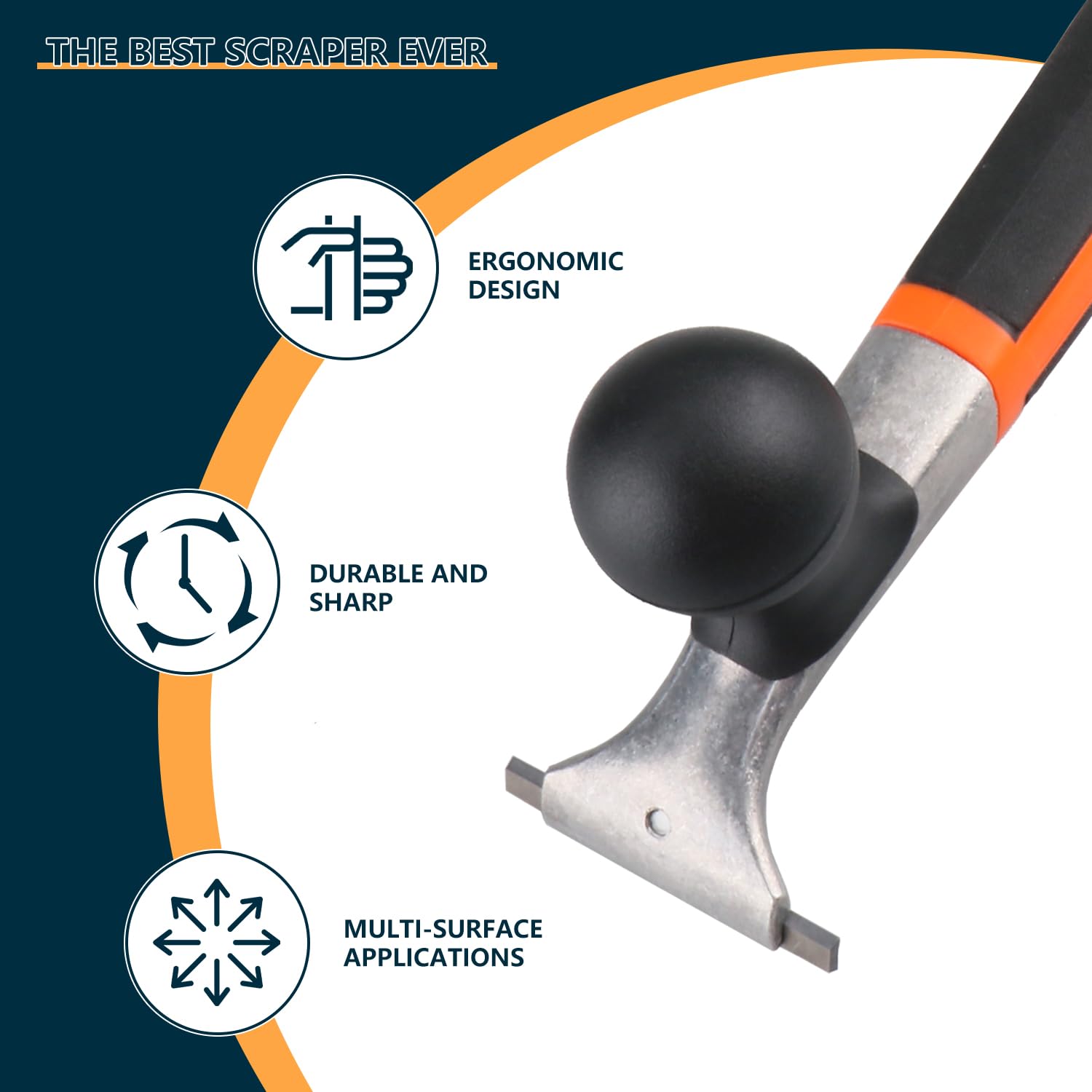 Grattoir Ergonomique En Carbure Avec Lame De Rechange En Acier Tungstène, 6,3 Cm Pour Bois, Colle, Résine, Taches, Sol (grattoir Lame Supplémentaire