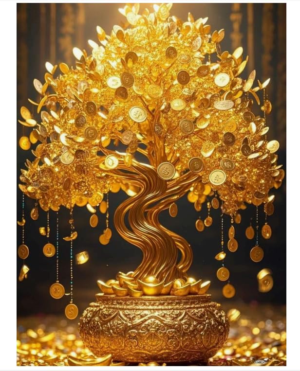 RANI PARI Vastu Money Tree Poster for Good Luck, Prosperity & Wealth | Feng Shui Wall Art for Home & Office Decor | Golden Money Tree Poster Without Frame (12x18 Inch)-image-25
