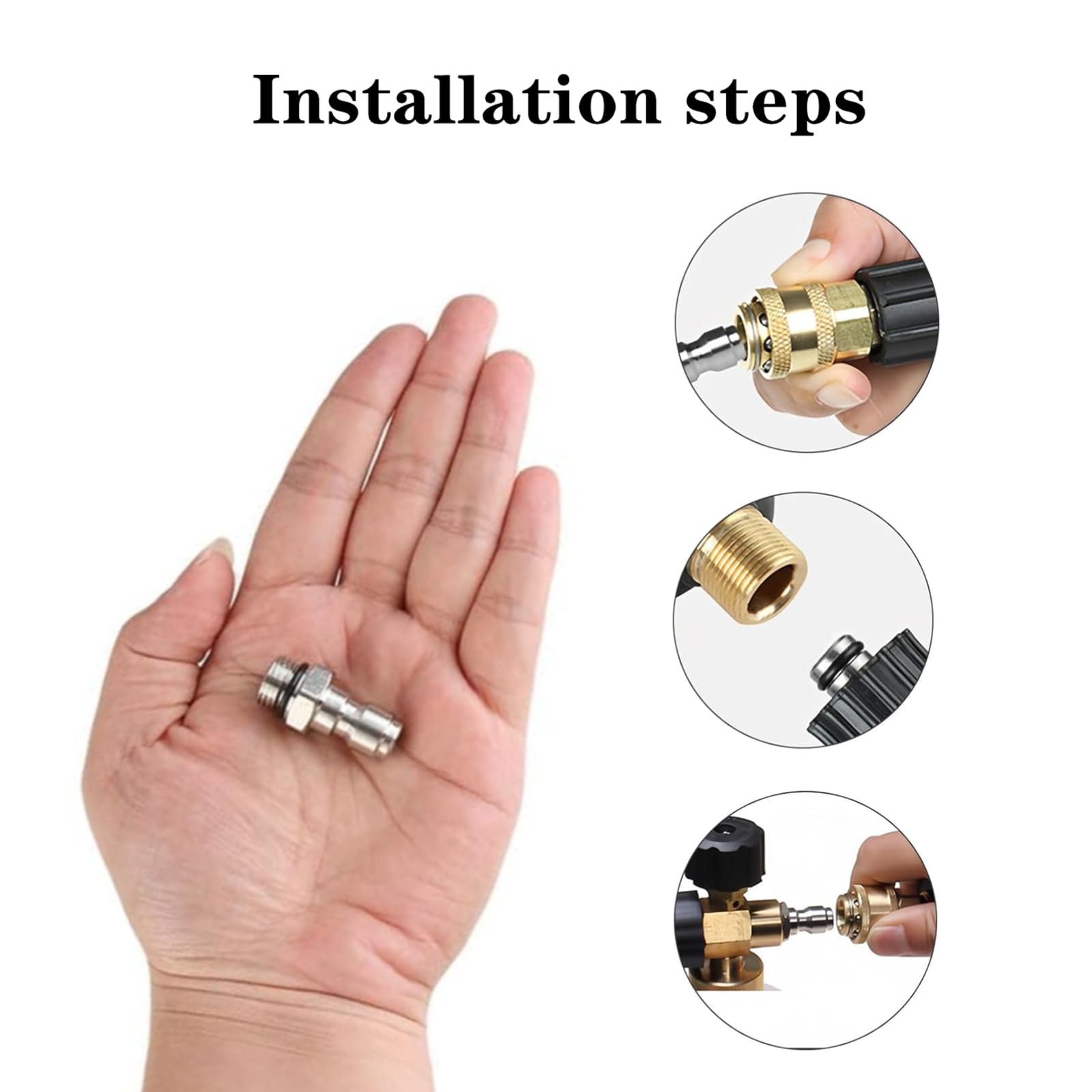 4 PCS 1/4'' Quick Release Connector Professional Pressure Washer Sprayer Fittings M22-14mm Male Thread Hose Connector Snow Foam Lance Bottle for Garden Hose Tap Connector - Image 4