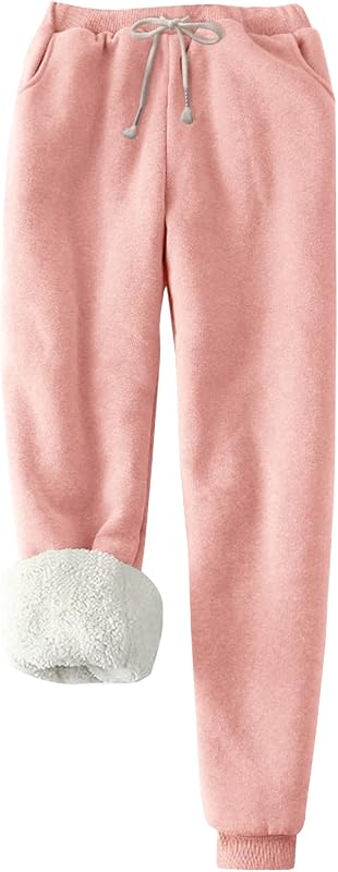 Pantalón de chándal Flygo Winter Warm Fleece para mujer con forro de sherpa y bolsillos