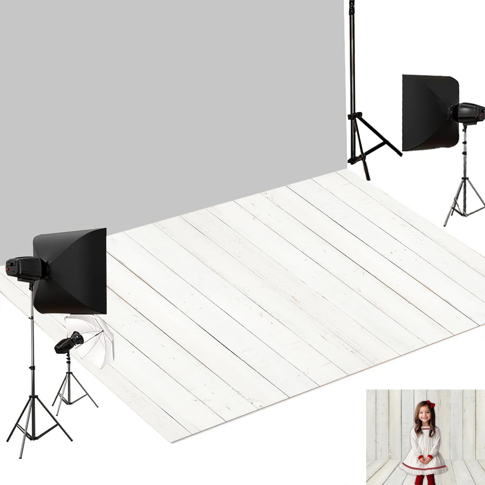 Kate Photography Foor Mats Retro White Wood Texture Floor Mats Rubber Floor Mat Newborn Photography Drops Photo Studio Props 5x4ft