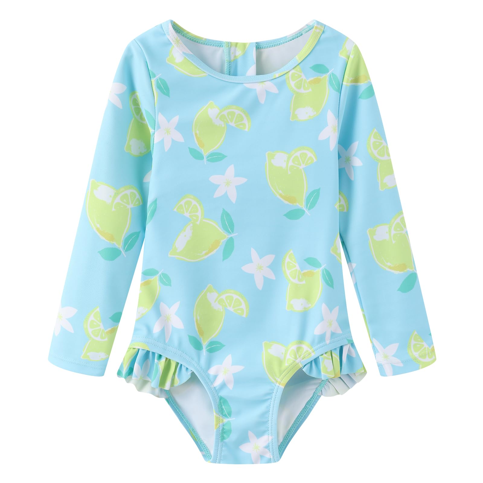 Aisyee Baby Badeanzug Mädchen Langarm Kinder Baby Einteiliger Hawaii Rüschen Bademode Baby Schwimmanzug Mädchen 6 Monate-4 Jahre