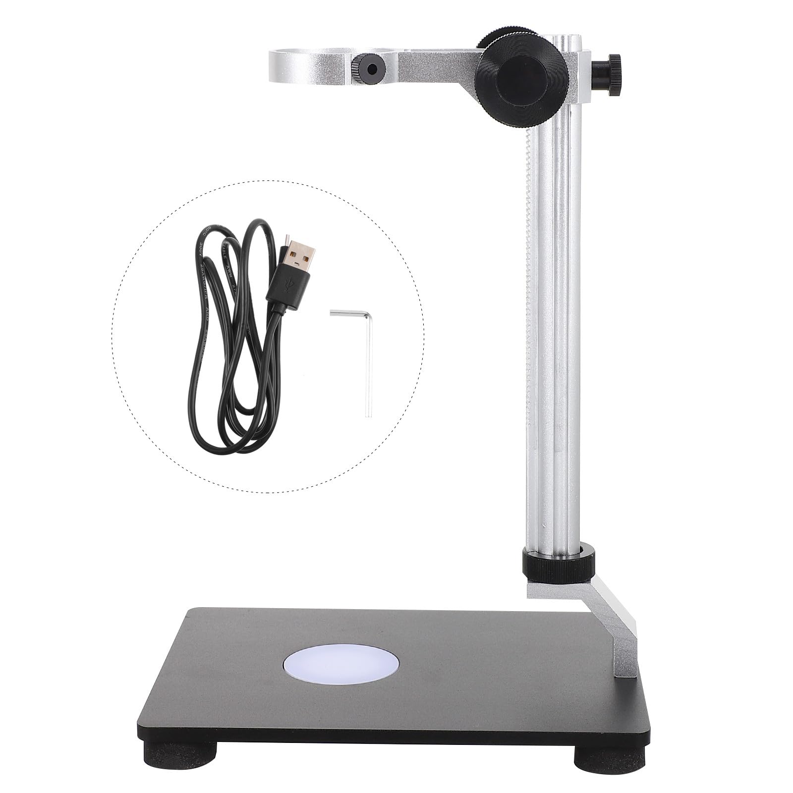 Supporto con Luminosa Regolabile per Microscopio in Nero Resistente Agli Urti per Fotocamera Industriale Tavolo