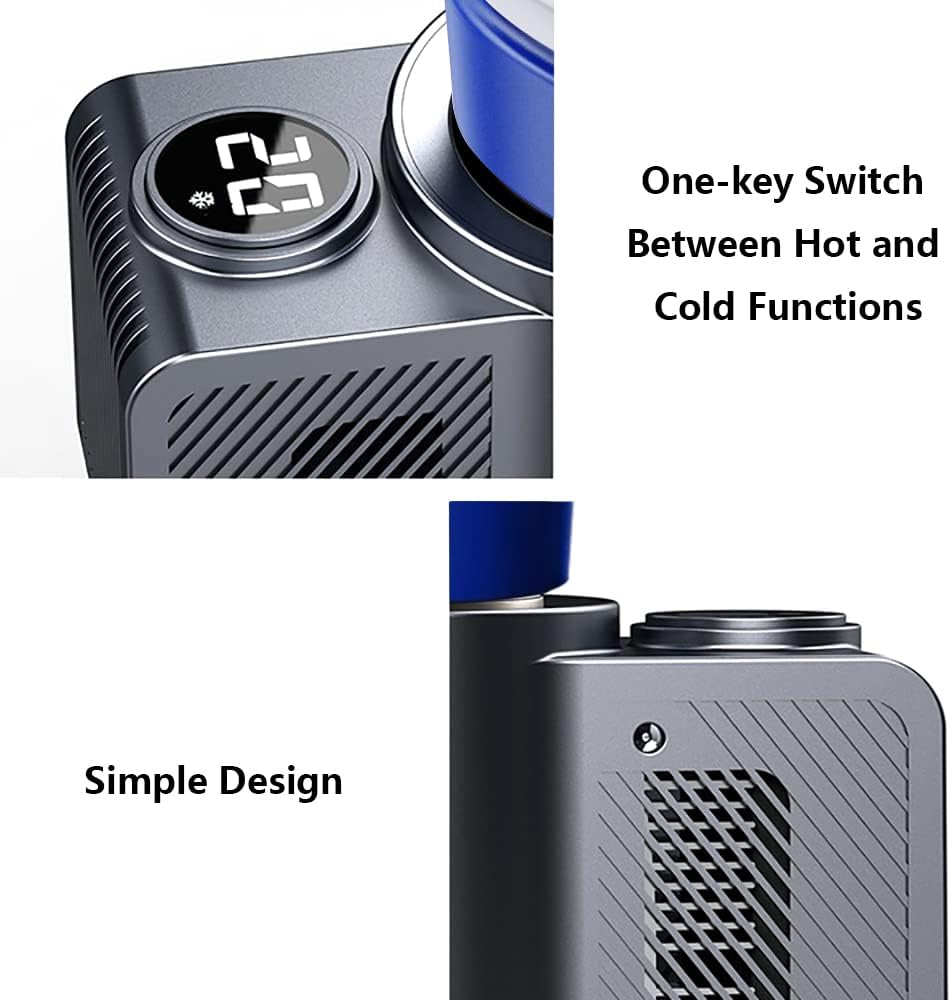 Riloer Portable Traveling Smart Coffee Travel Cup 11oz Capacity, Digital Display 32?-140? Cooling and Heating, Universal for 12V Vehicles, Smart Temperature Control Coffee Mug