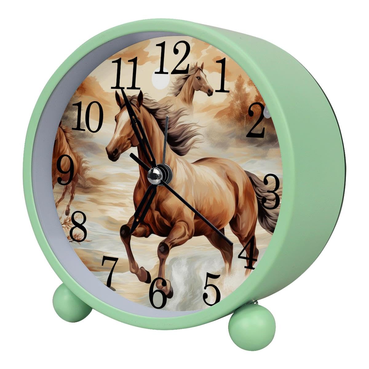 Luoweisi Alarm Clock Running Horse, Silent Non-Ticking with Night Light
