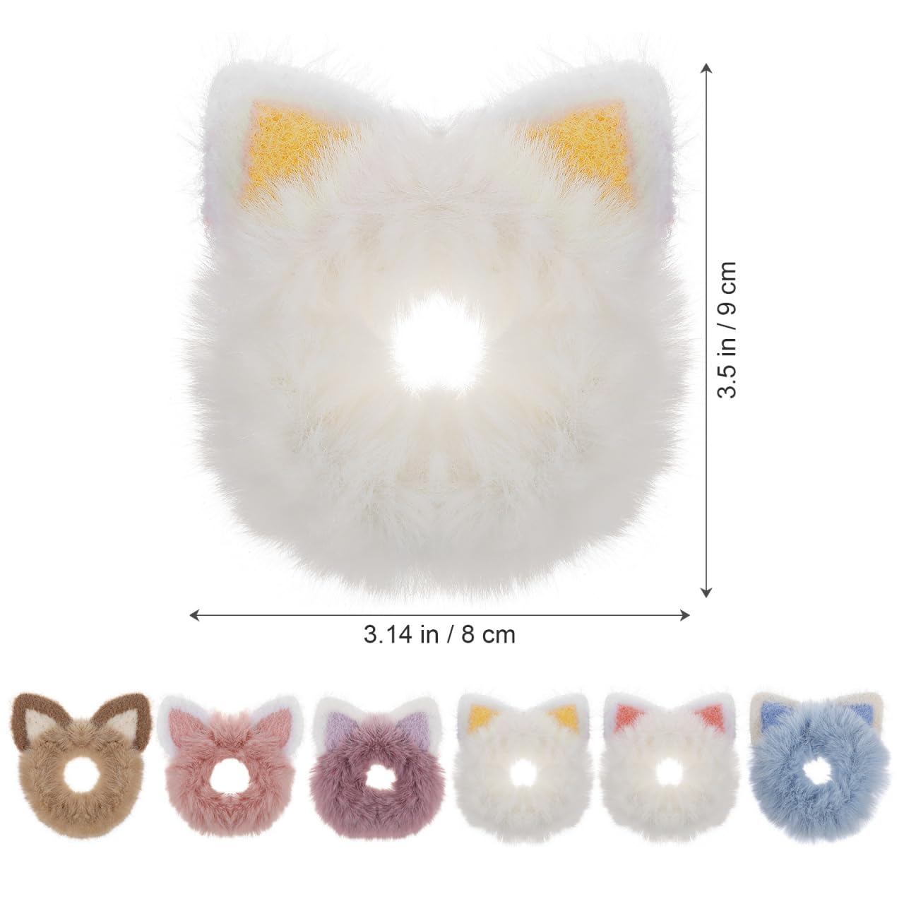 WRITWAA Cat Ear Hair Scrunchies Fluffy Elastic Hair Ties 6-Pack Ponytail Holders Soft Bands for Women Girls Daily Wear Parties Sports - Image 2