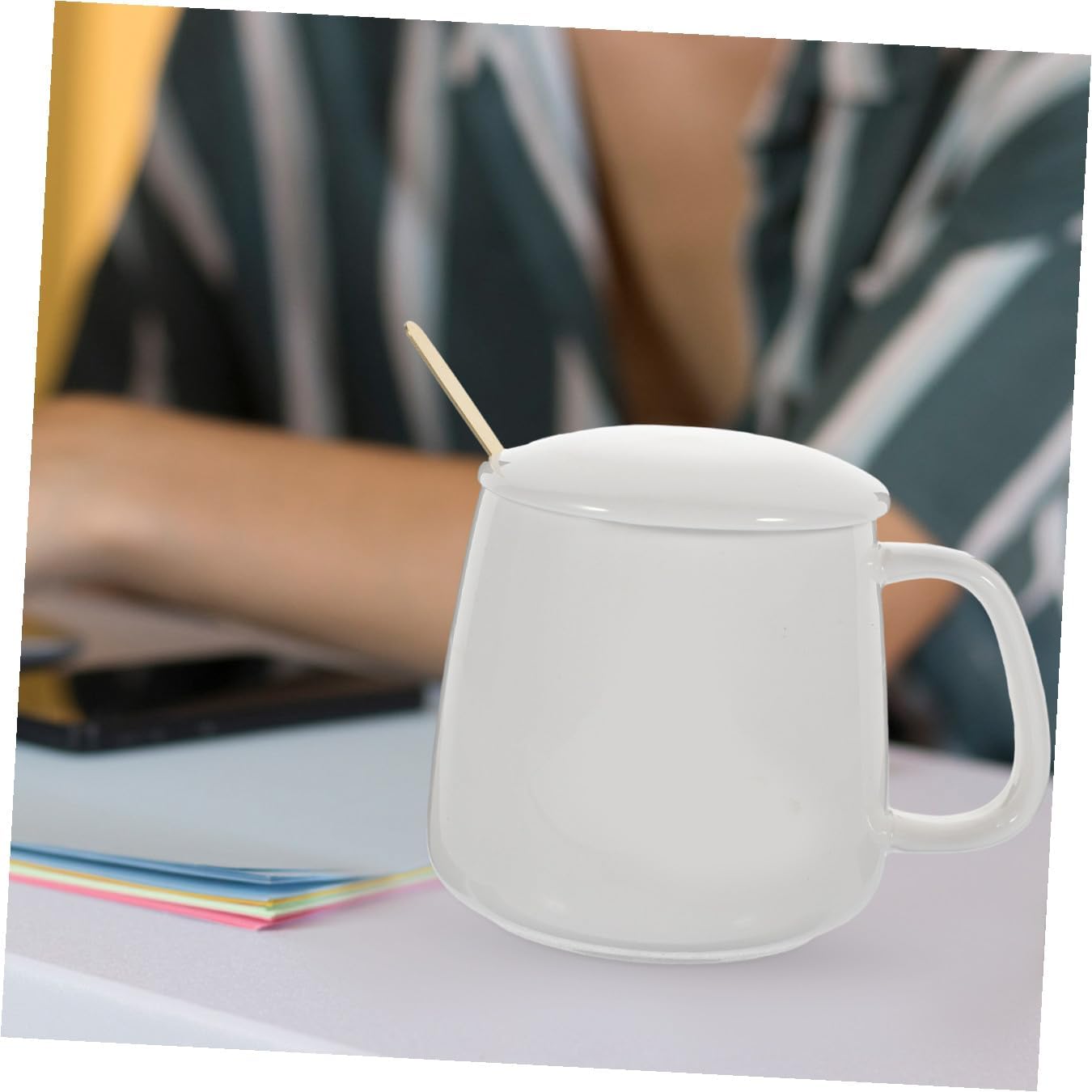 Unomor Ceramic Thermostat Cup and USB Heating Pad Warmer Set Milk and Coffee Warmer Mat with Gravity Sensor for Milk and Home Use