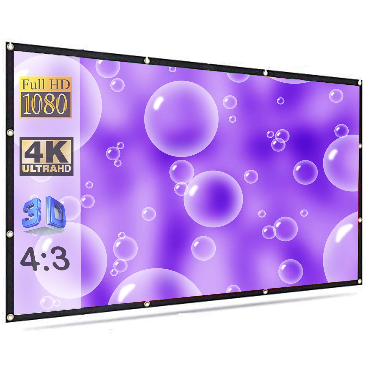 Spline® Projector Screen Upgraded 4:3 HD Portable Screen Premium Indoor Outdoor Movie Screen Anti-Crease Projection Scre