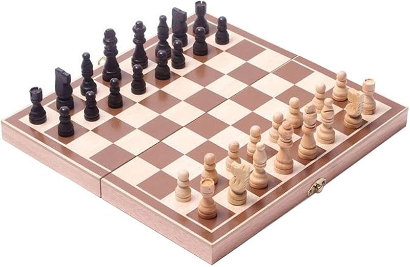 BlueSnail Juego de ajedrez de madera plegable clásico vintage de 15.0 in, tablero de juegos plegable hecho a mano tallado