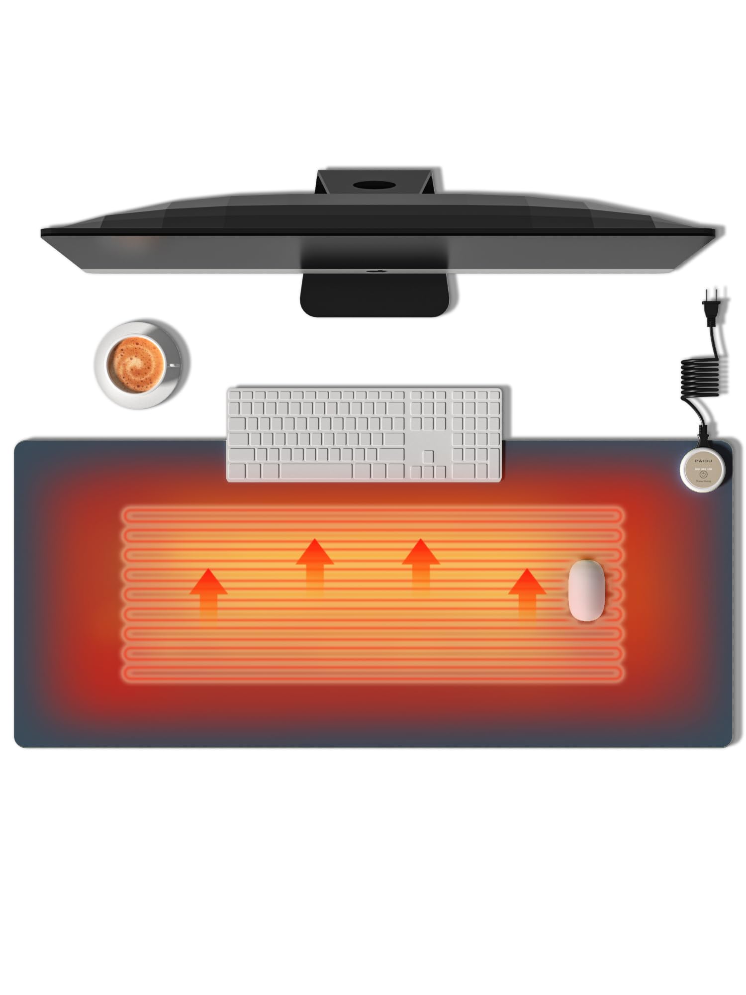 Heated Mouse Pad Hand Warmers, Electric Warm Office Desk Mat, 31.5" x 13", 3 Control Levels Temperature 3 Hours Auto Shut-Off, Suitable for Home/Offices Computer Keyboard Pads (Navy Blue)