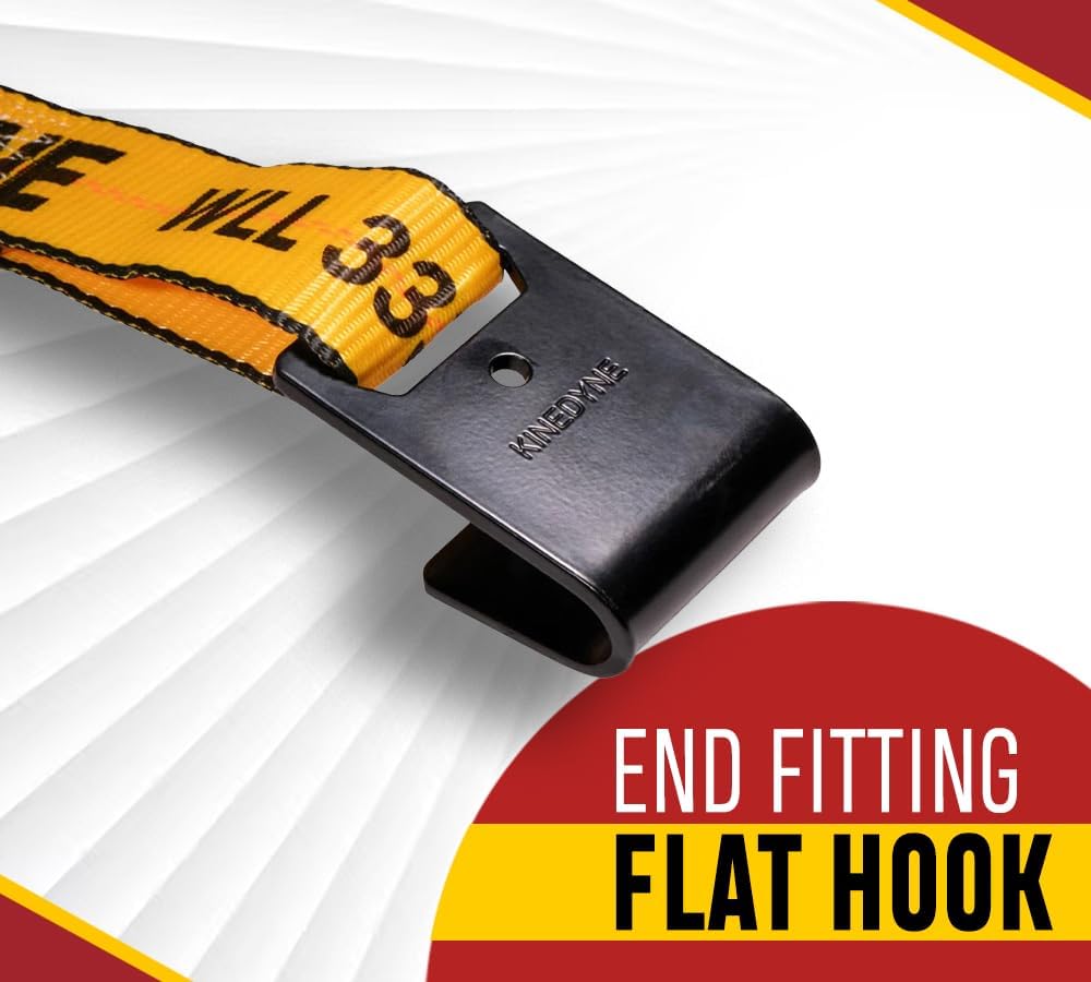 Mytee Products 10 Pack Kinedyne Ratchet Straps with Flat Hooks, 2" x 30' Ratchet Straps Yellow | 10,000 Lbs Breaking Strength | Tie-Down Ratchet Straps for Flatbed, Truck, Trailers Pickup