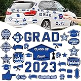 37pcs Graduation Car Reflective Magnets Grad 2023 Car Decorations Waterproof Decal Graduation Cap Fr