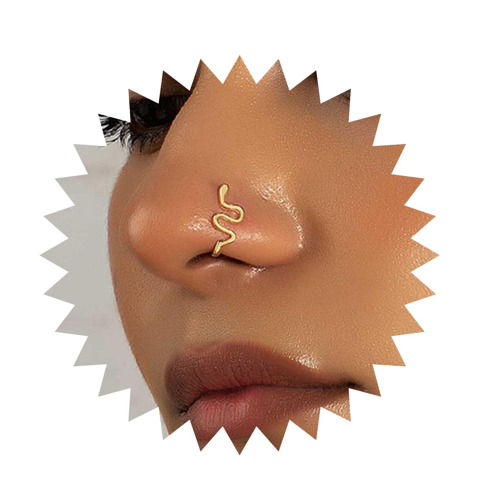 SttiafayPunk Snake Nose Rings Gold Snake Fake Nose Ring U Shape Clip On Nose Cuff Fake Septum Nose Ring Stud Snake Bendable Nose Ring Jewelry for Women and Girls