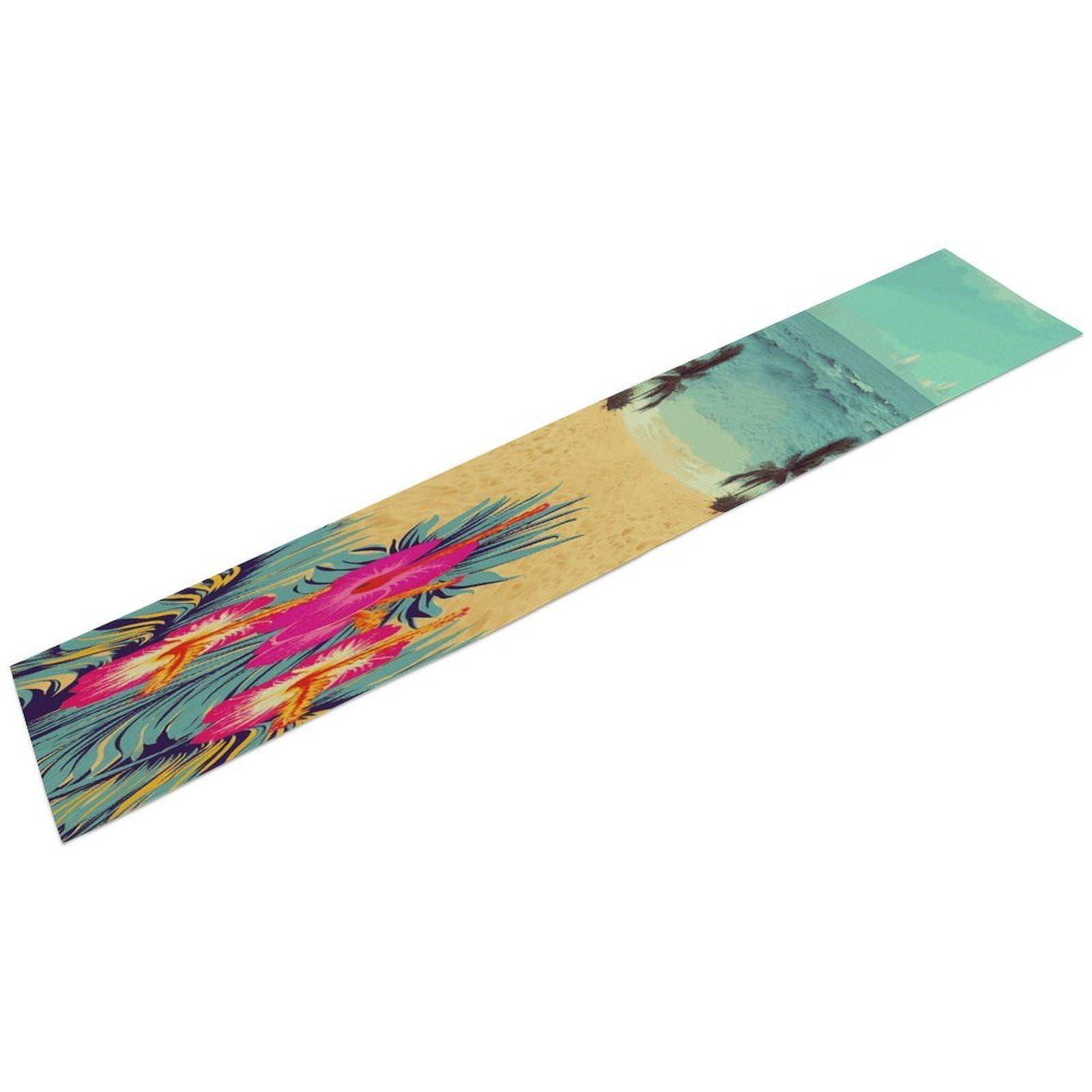 Btcowzrv Style Hello Hawaii Linen Table Runner 72.4 Inches Long, Machine Washable Table Runner For Party Kitchen Dining Table Coffee Holiday Party Decor, 13.4"X72.4"