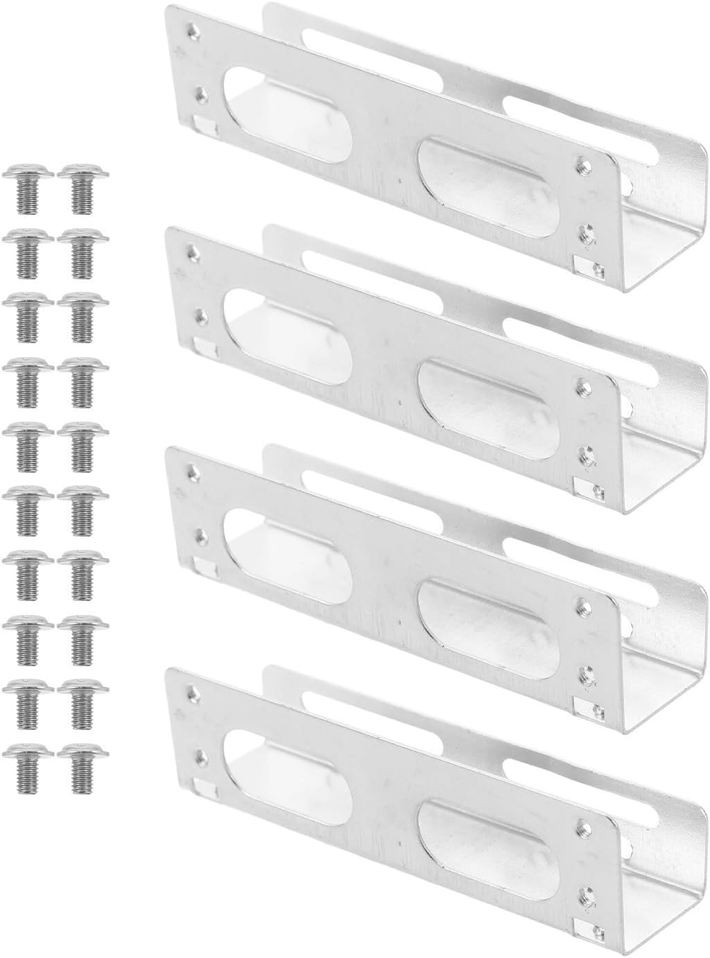 2 Pairs 5.25 to 3.5 Inch Hard Drive Bay Adapter Bracket, Alloy Metal HDD Mounting Conversion Kit with Screws for Desktop PC Case, Space Optimization and Easy Installation Solution