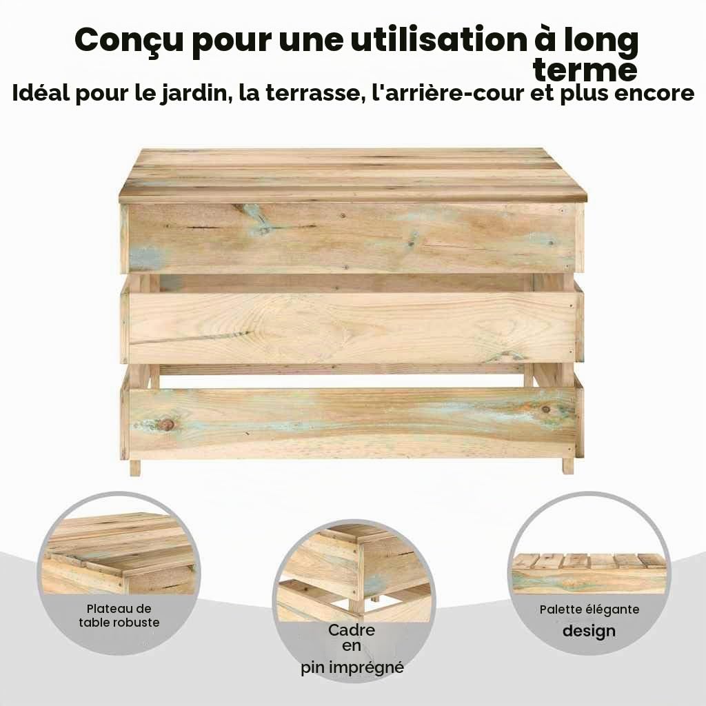 vidaXL 2X Bois de Pin Imprégné Tables Palette de Jardin Repose-Pieds de Patio Meubles de Terrasse Meubles de Jardin Tabourets d'Extérieur