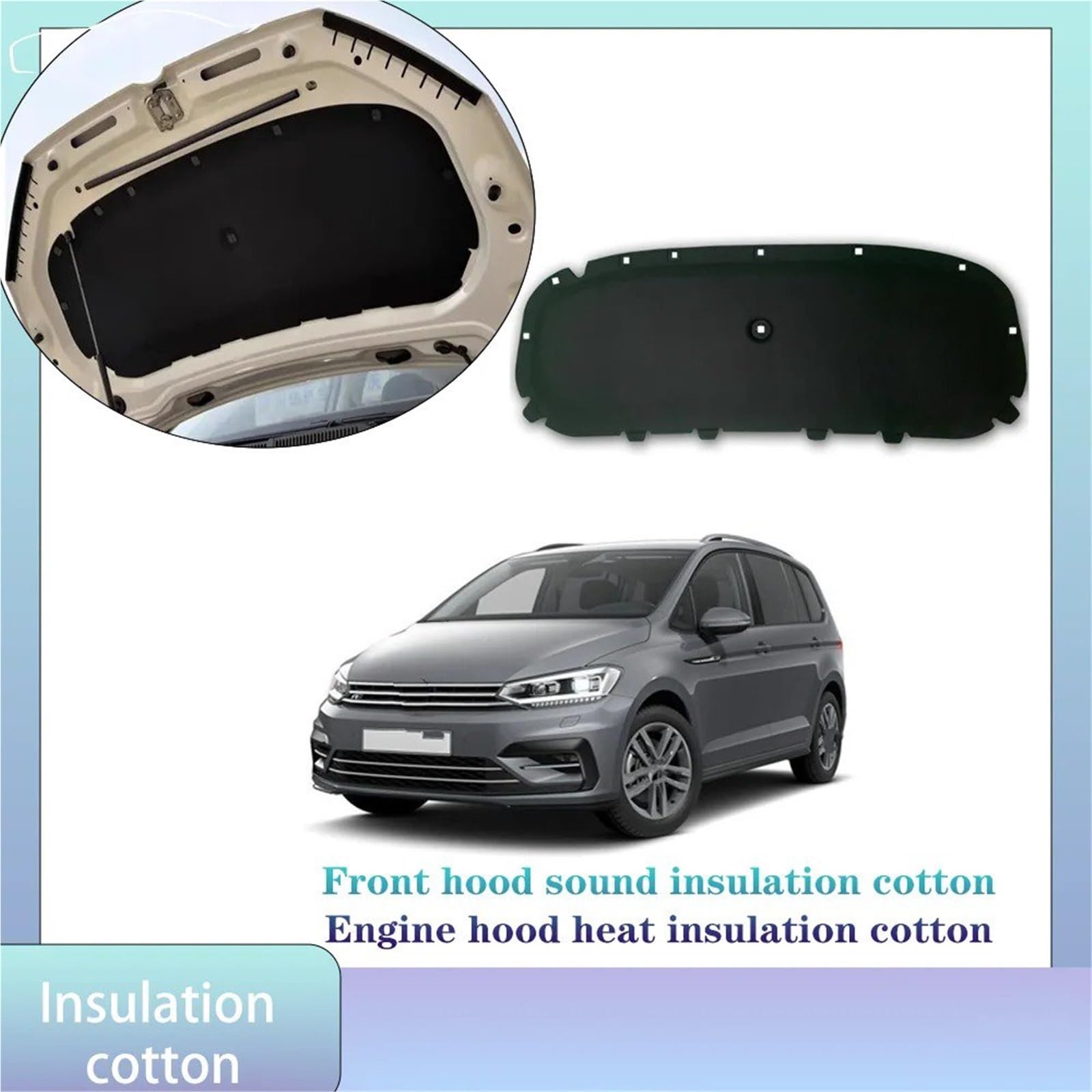 Almohadilla Aislante Capó Delantero Para VW Para Touran 5T 2015 ~ 2025 2016 2017 Capó Coche Motor Linin Aislamiento Térmico Algodón Insonorizado Accesorios Cubierta Estera