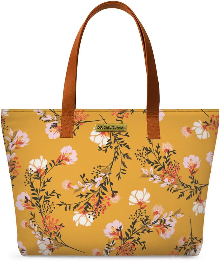 DailyObjects Women's Latest Tote Bag | Spacious, Stylish, Sturdy Canvas Handbag with Zip closure and Laptop Compatibility | Handcrafted Ladies Shoulder Purse For Daily & Office Use (Multicolor)