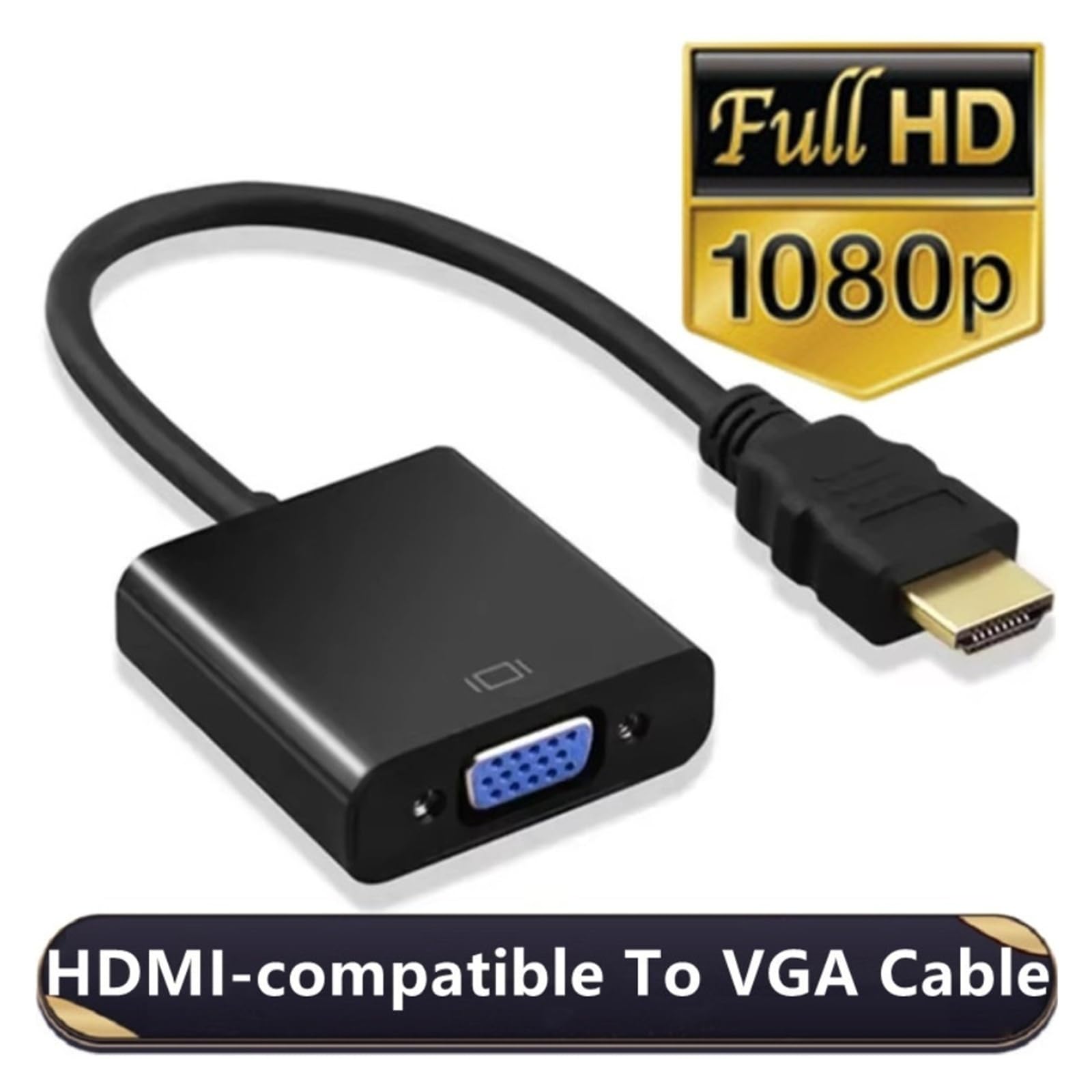 1080P HDMI to VGA Male to Female Adapter Converter for PC Monitor(Black)