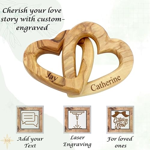 Miniatura 2 de Regalos Personalizados, Corazones de Madera de Oliva, Regalo Personalizado para el Día de San Valentín, Juntos para Siempre, Único y Lindo para