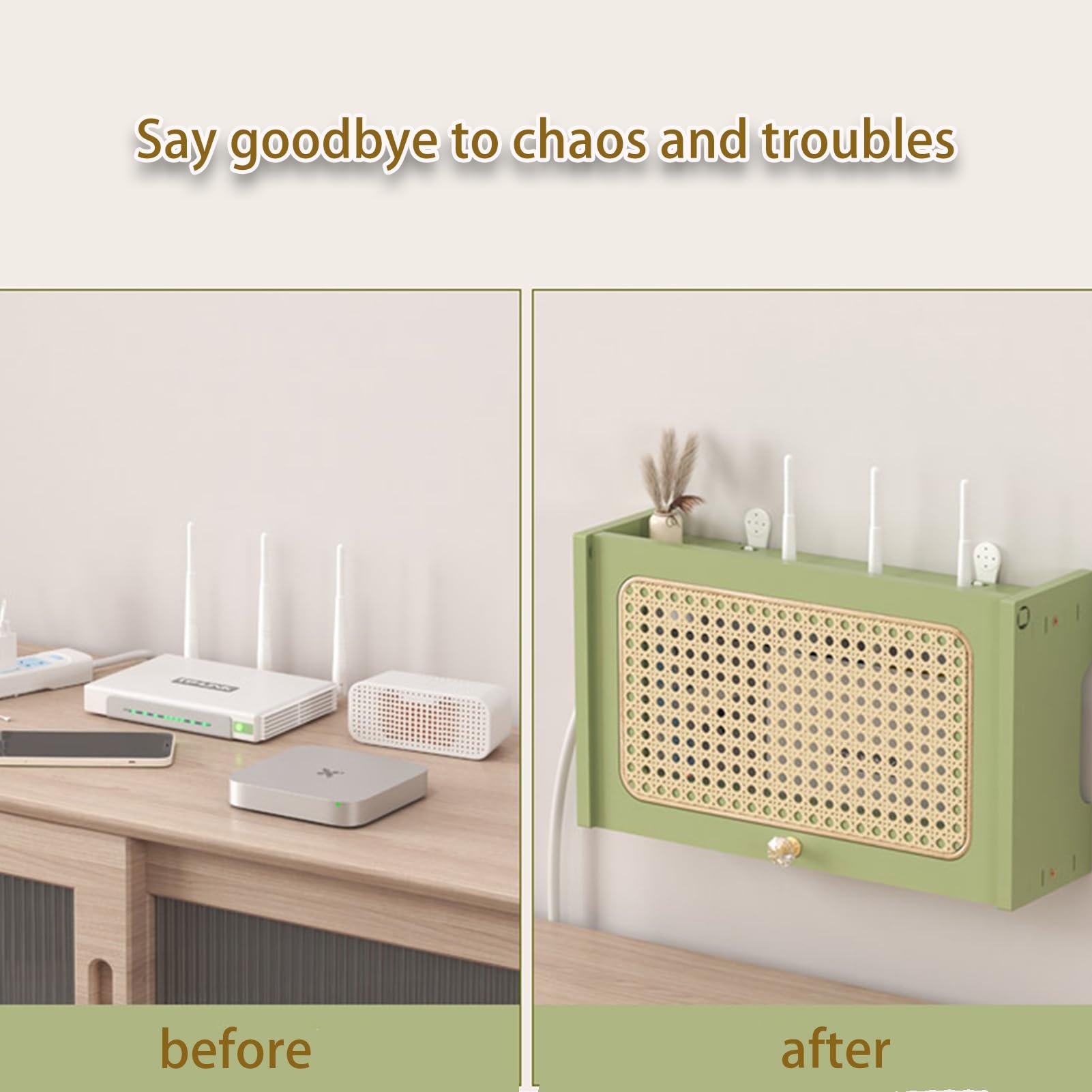 Boîtier de Rangement Mural en Bois for routeur WiFi, Cache-boîtier WiFi, Armoire for routeur, Rangement Invisible, Cache-Modem, for Bureau et Maison(Natural Wood Color,80cm/31.5in)