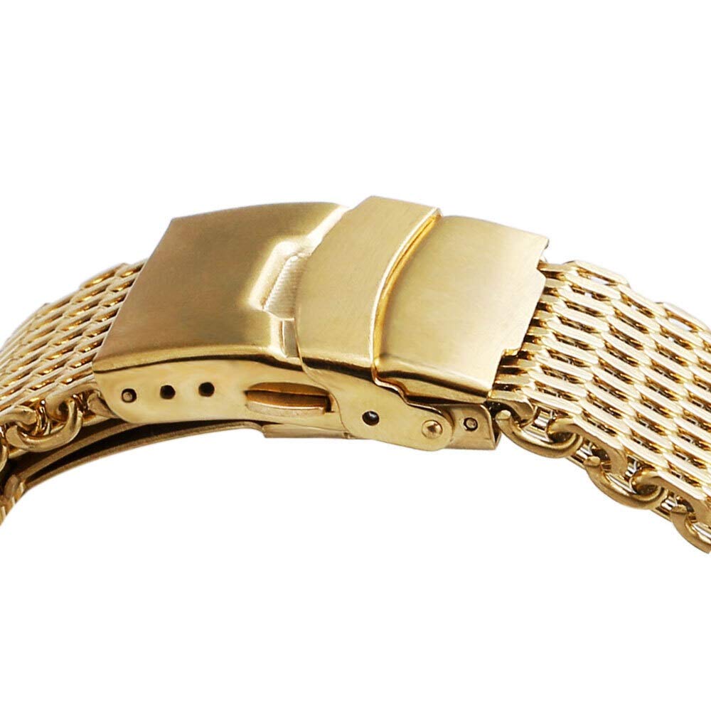 Pasek ze stali nierdzewnej męska bransoletka z siatki sportowej 18 mm 20 mm 22 mm 24 mm Złoto