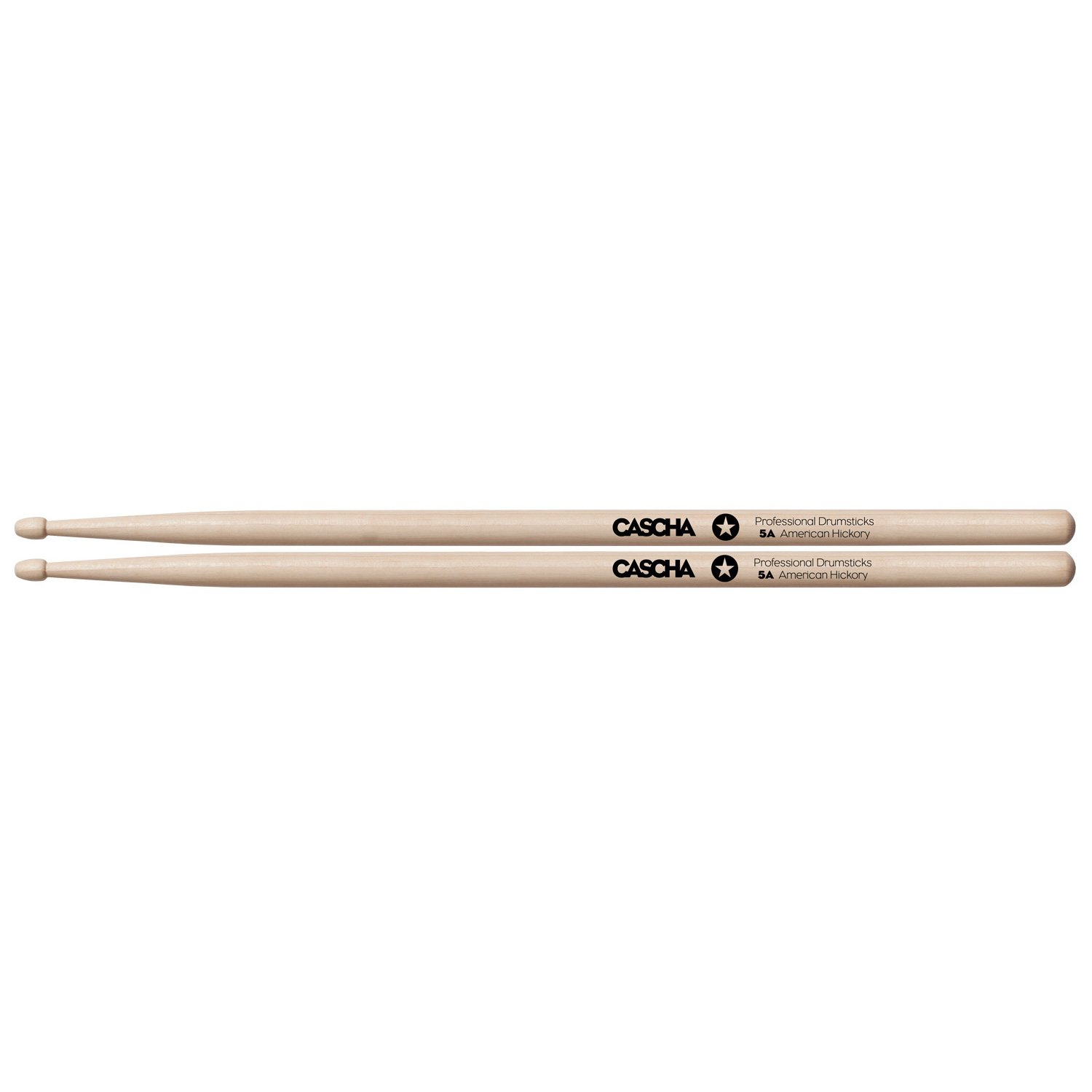 CASCHA Drumsticks 5A American Hickory - 12 Paar hochwertige Drum Sticks aus robustem Hickory-Holz - ausgewogener Schwerpunkt für optimale Kontrolle - Länge 407 mm - Schlagzeug Sticks 24 Stück