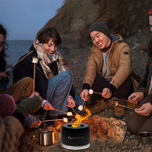 Sonyco Concrete Tabletop Fire Pit, Mini Fire Pit Bowl, Smokeless Indoor Fire Pit, Table Top Fireplace For Home Decor, Patio & Outdoor (Black) #TOP5