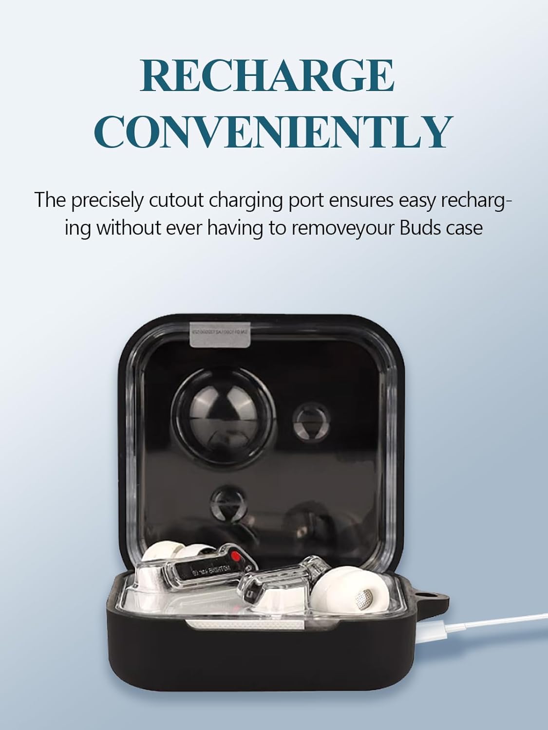 Case Cover for Nothing Ear 2024 Wireless Earbuds with ChatGPT Integration,Full Protective Soft Silicone Skin Case Cover Shock-Absorbing Protective Case with Keychain,Lanyard and Cleaning Pen，Black - Image 4