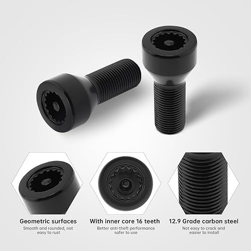 Miniatura 6 de Juego de 5 tuercas de rueda M14x1.0.984 in 36136786191 para BMW Mini, I3 I8 M2 M4 F80 X2 X4 X6 con llave maestra, cerraduras de perno de rueda