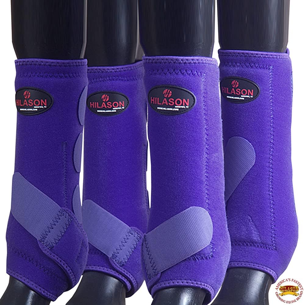 HILASON Purple Large 4 Pack Horse Medicine Sports Boots Front Rear Hind Leg | for Horses