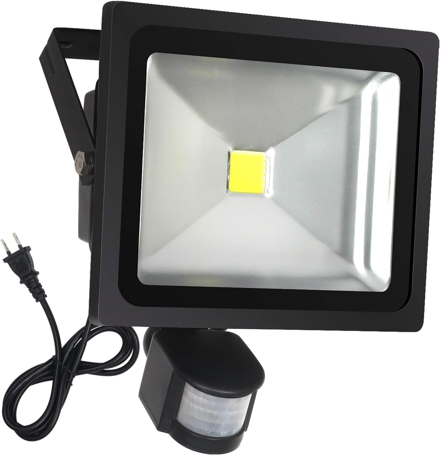 FASIHILAN 50W Motion Sensor Flood Light, Outdoor Waterproof Wall Light Fixture, 4000LM PIR Sensitive Security Light, Auto ON/Off Floodlight Lamp, 6000K Intelligent Light with US 3-Plug