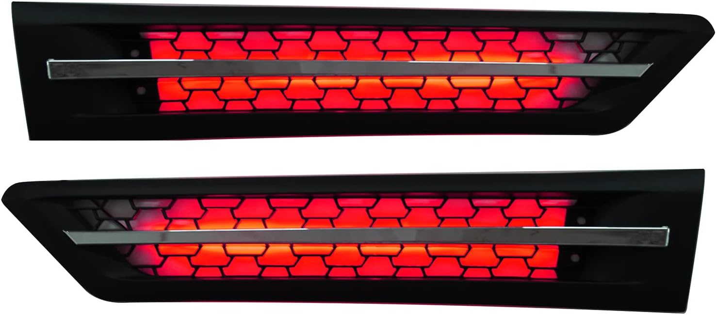 Cascadia Side Grille Air Intake Vent Replacement with LED Lights Left Right Pair for Freightliner Cascadia 2018+ (Amber)
