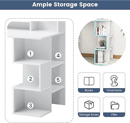 Miniatura 14 de Tangkula Escritorio para computadora con estantería de almacenamiento y gabinete, escritorio moderno de oficina en casa de 48 pulgadas con 8 Negro