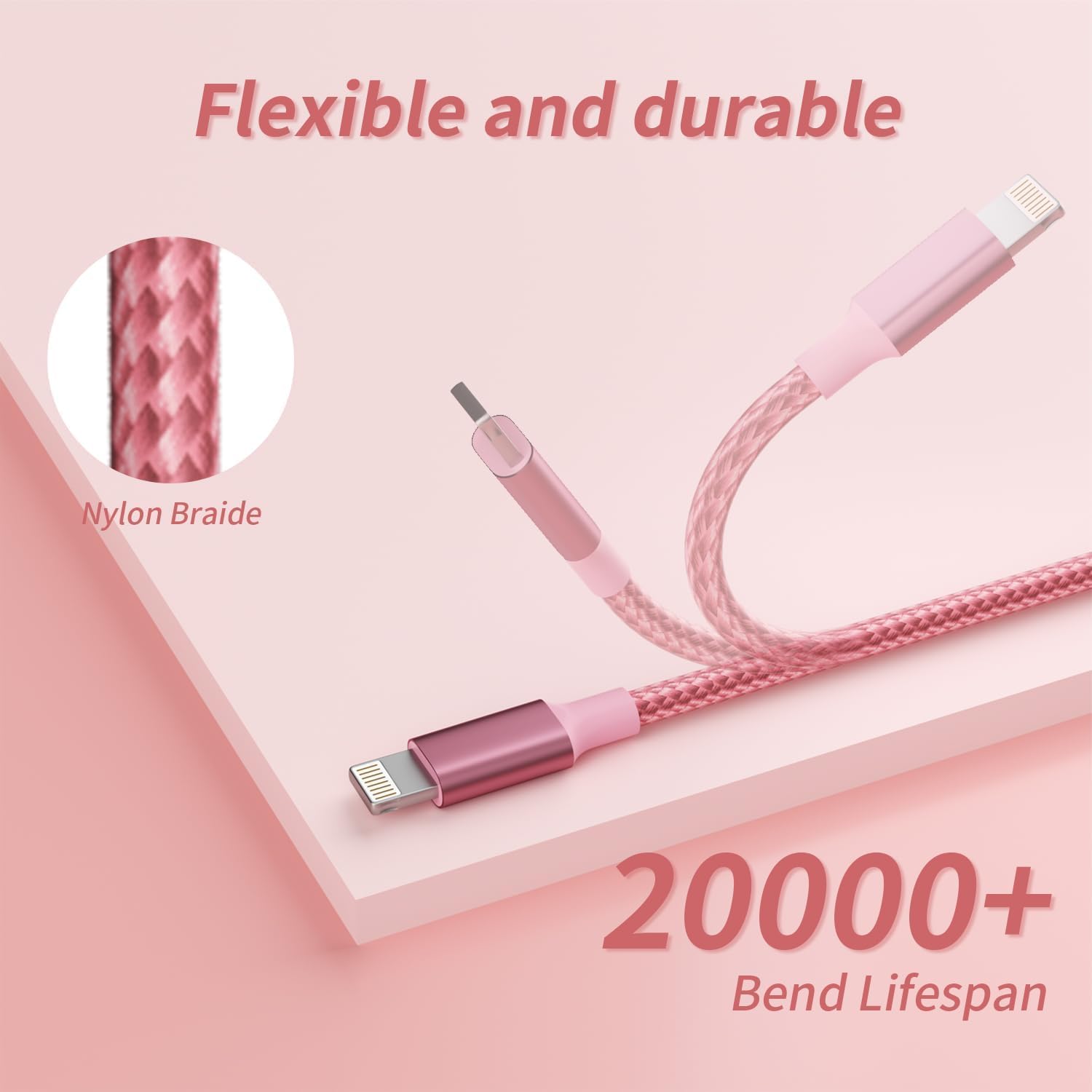IDISON 3-pak kabli Lightning na USB, szybki kabel ładujący do iPhone'a 13 Pro Max/12 Mini/11/XR/Xs/X/8/7/6/iPad Pro/Air/Mini 1,8 m