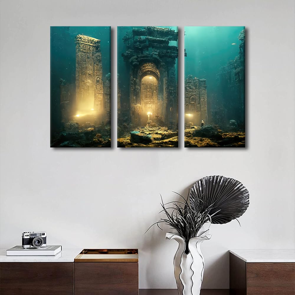 Amazon.com: 3 Piece Canvas Wall Art Atlantis Posters Prints On