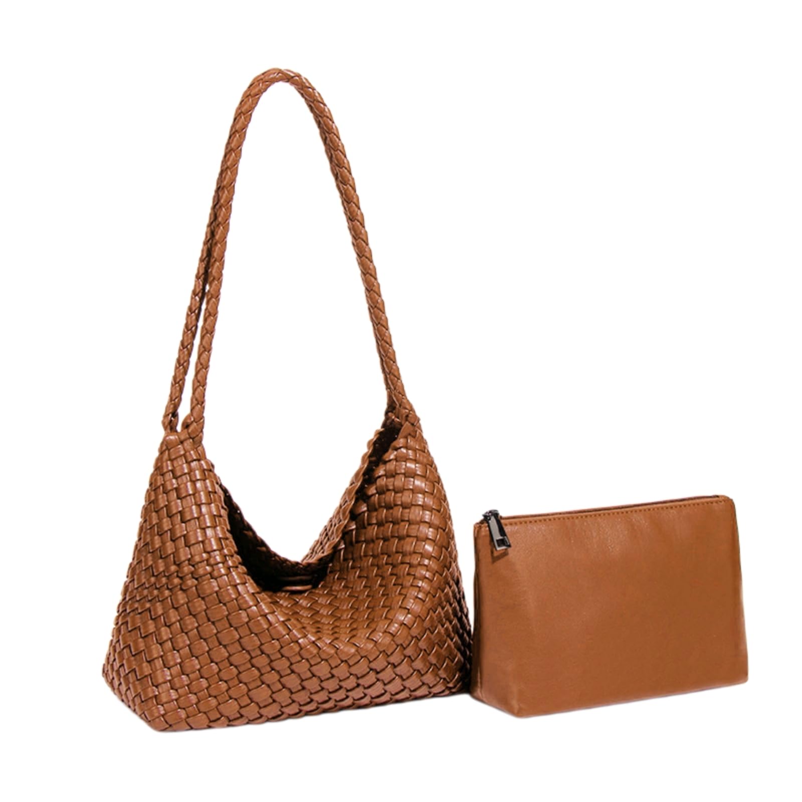 Borsa Tracolla A Traccia Tote Tessuta per Le Donne Borse Fashion Clutch Lavoro di Viaggio Fatto Mano-Brown