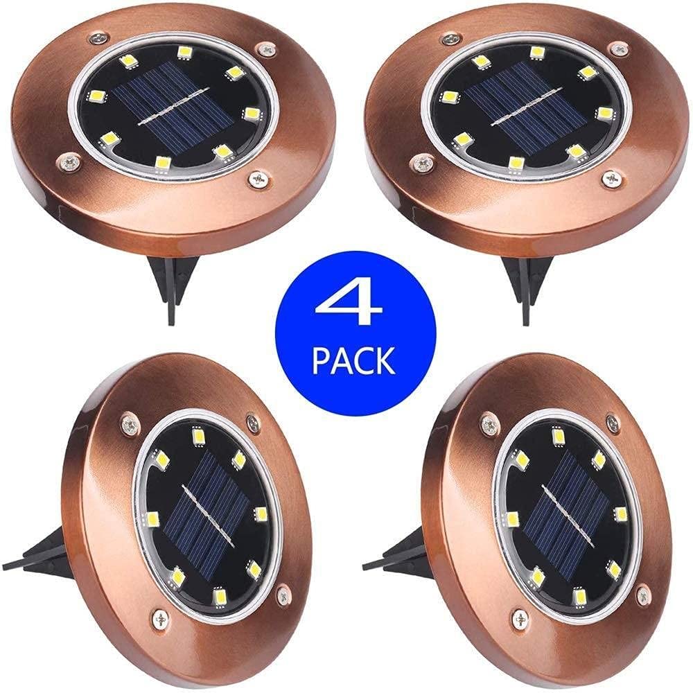 VUIKLCty Garden Light Solar Ground Light-8 Outdoor LED Solar Garden Lights, Waterproof Ground Outdoor Landscape Lighting (4 Pack)