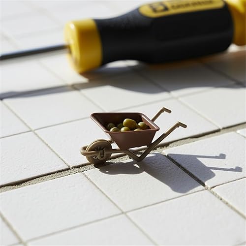 Miniatura 6 de 8 unids carretilla miniatura modelo simulación carretilla granja herramienta mini casa jardín decoración (verde+marrón)