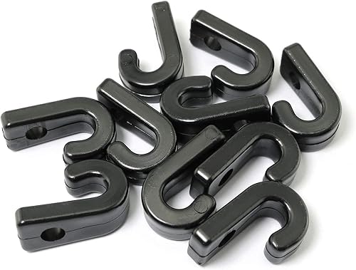Miniatura 2 de RLECS 10 ganchos en J para kayak, gancho de nailon negro, ganchos elásticos en forma de J para seguridad, kayak, canoa, tabla de remo, accesorio