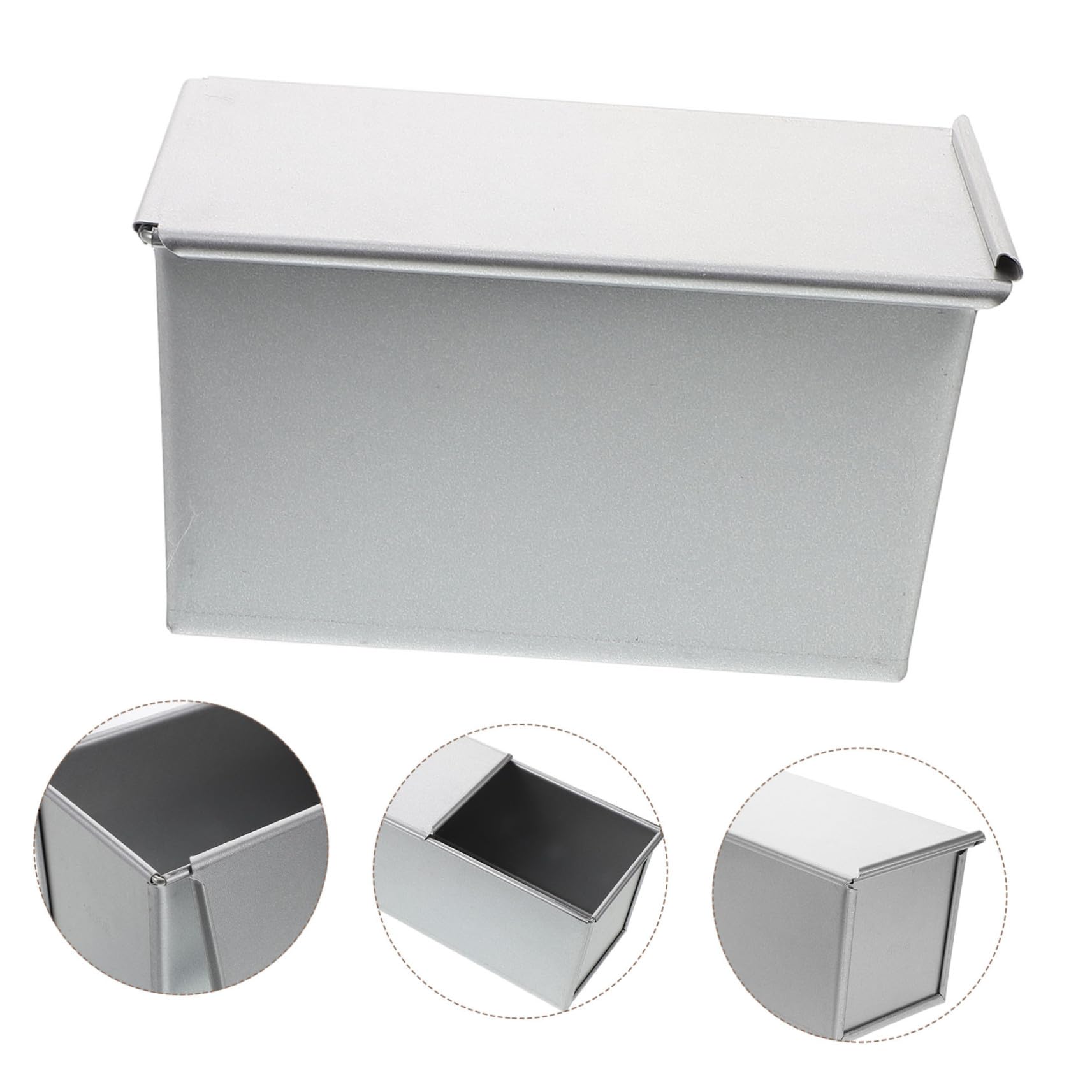 Zerodeko Rechteckige Brotform mit Deckel Toastbox aus Aluminiumbeschichtung Backform für Küche Brotorganizer Tragbar Brottablett Wiederverwendbar Antihaftbeschichtete