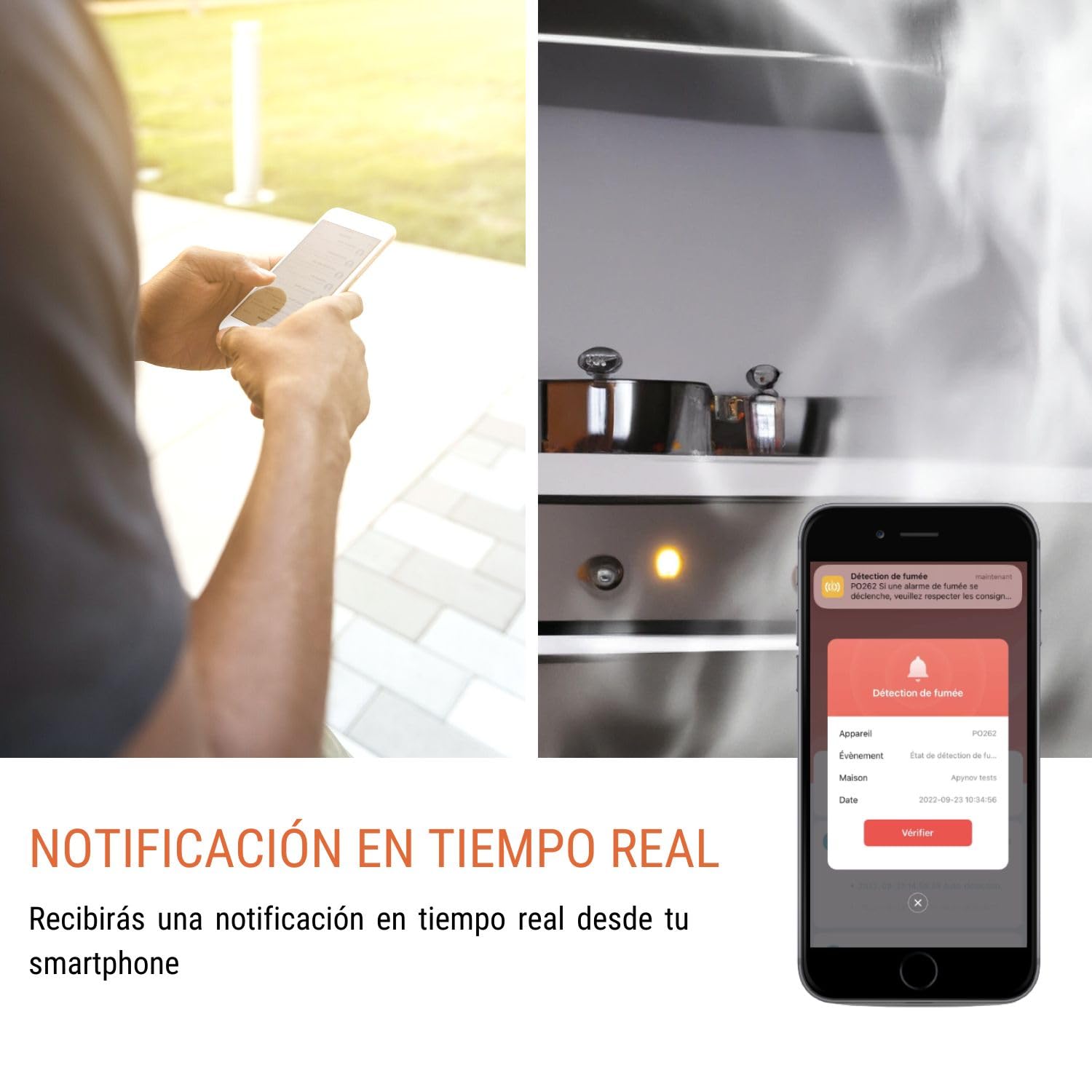 Konyks Firesafe 2, Detector de Humo con conexión Wi-FI, Notificaciones por Smartphone, Escenarios domóticos, No Requiere hub - Autonomia 5 años.