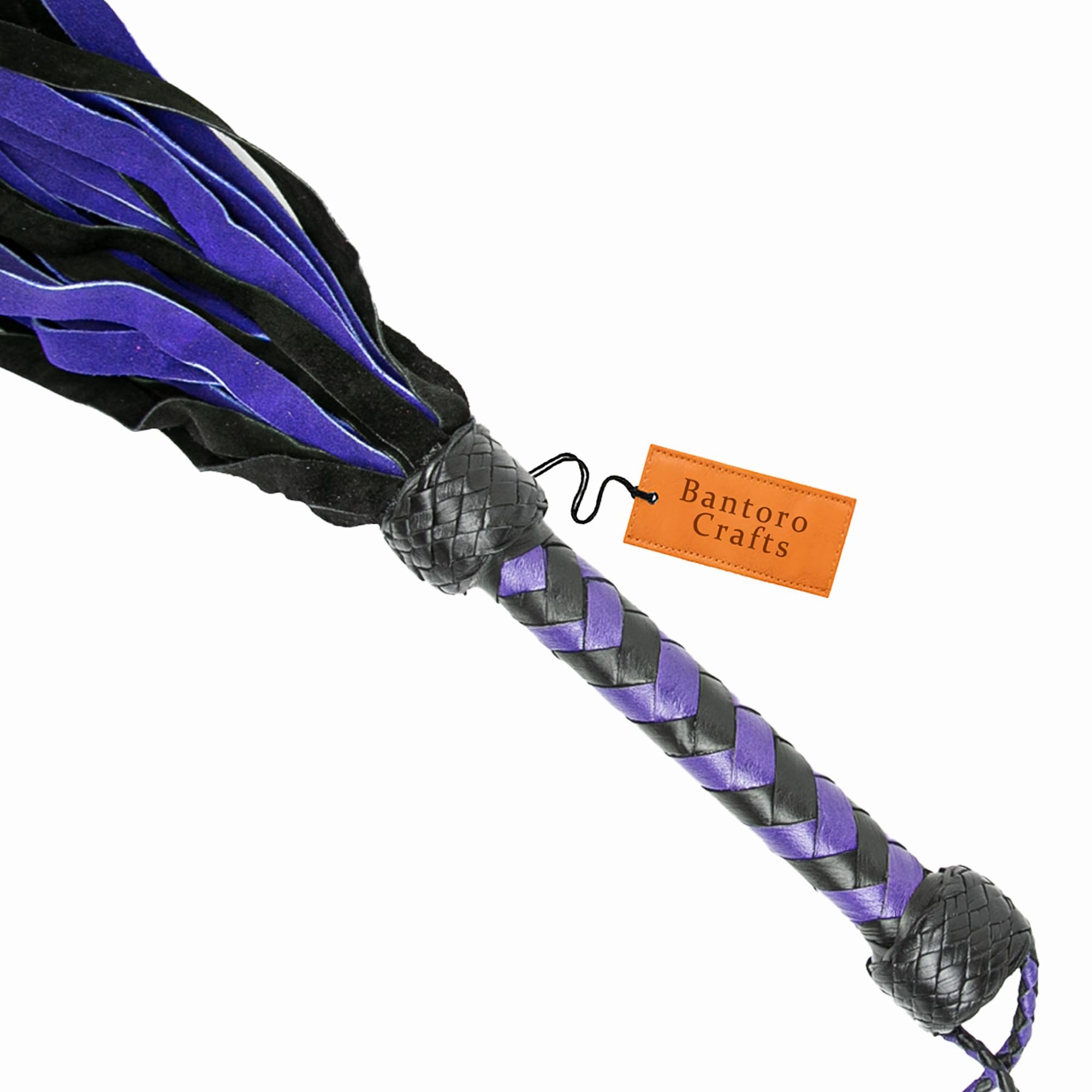 30 chutes en cuir de qualité supérieure pour bondage BDSM et impact érotique fouet violet et noir Thuddy Flogger