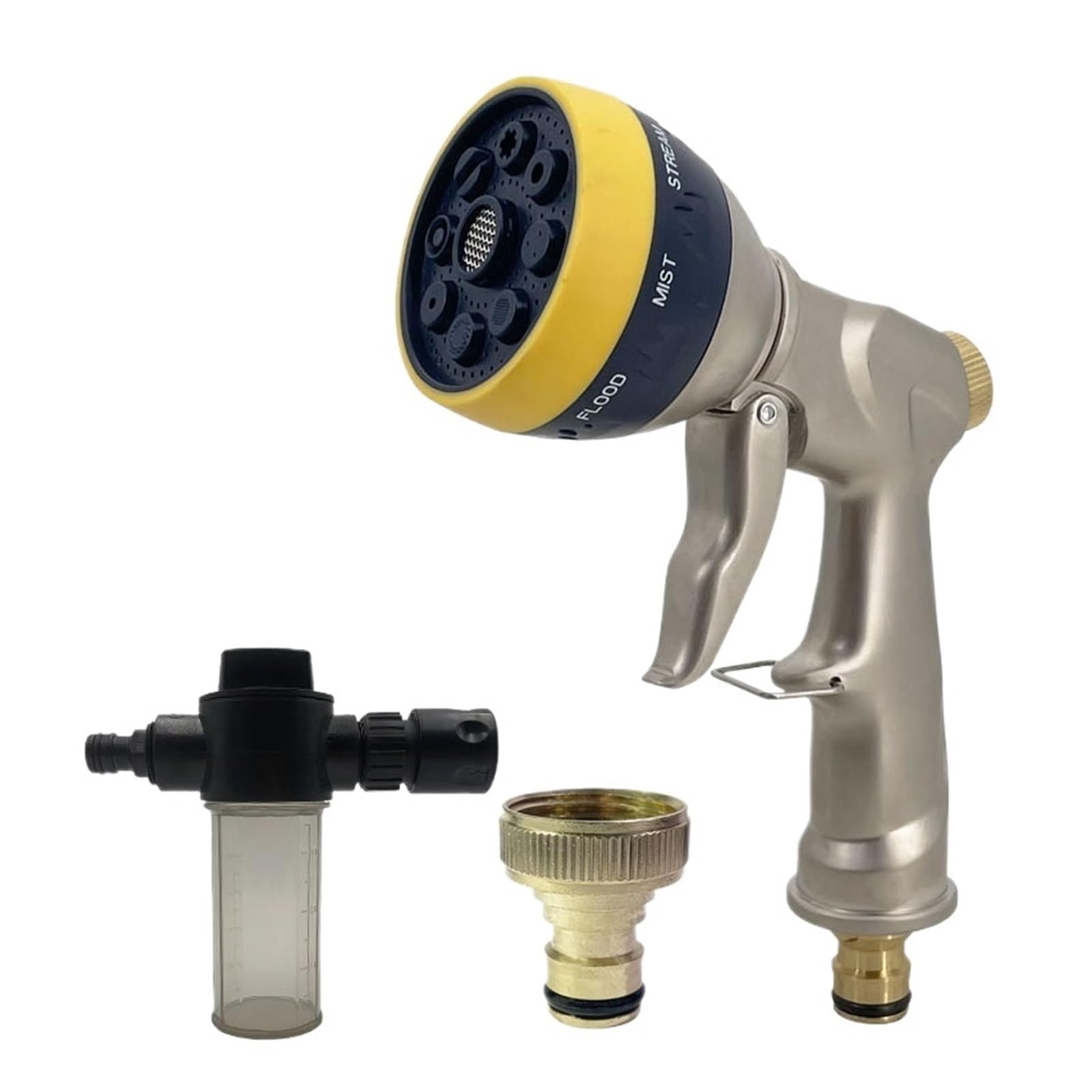 Pistolet d'arrosage avec embout multi-jets, Lance d'eau à haute pression, 8 Modes, nettoyage léger et ergonomique for le jardin lavage de voiture