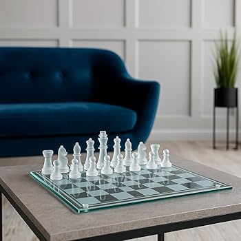 硝子製のチェス Amazon | ガラスチェスボード 壊れにくいエレガントなガラス