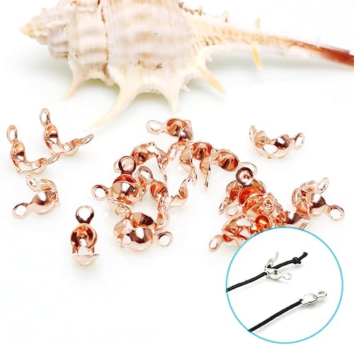 Miniatura 4 de 1400 piezas de tubos de latón para engarzar cuentas de alambre de guardianes de crimpado, puntas de cuentas, cubiertas de nudos para manualidades,