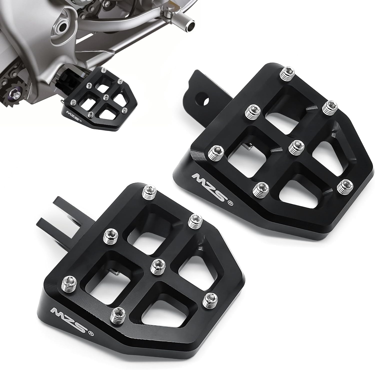 MZS Motorcycle Front Foot Pegs Compatible with 2018-2025 Softail Breakout Deluxe Fat Bob Boy Heritage Low Rider Slim Street Sport Glide, Rider Footpegs Wide Pedal Accessories CNC Black